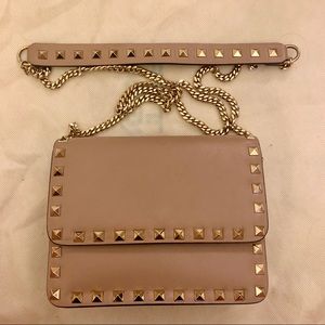 Valentino Rockstud Leather Pouch Wallet on a Chain